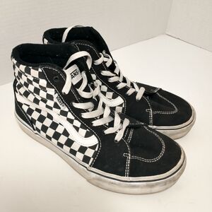 Vans Mens‎ Black and White Checkered Hightop Sneakers, Euro Size 38, Punk